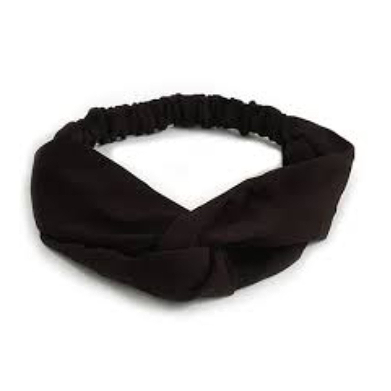 Headwrap de tecido elástico preto e branco